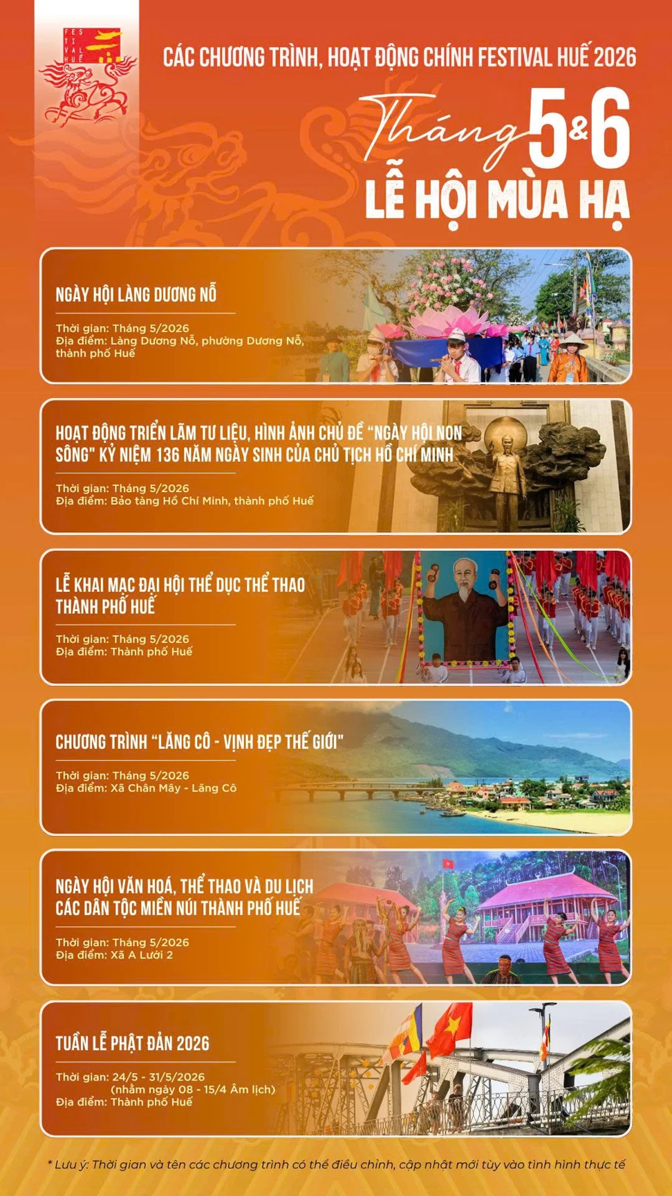 Lễ hội mùa hạ - Festival Huế 2026: Sôi động loạt sự kiến hấp dẫn tháng 5 và 6