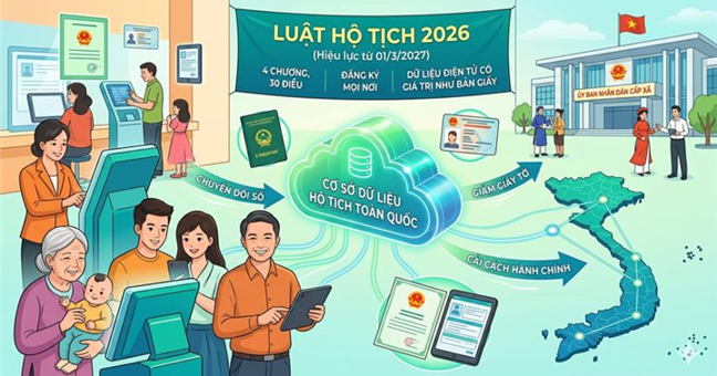 Luật Hộ tịch năm 2026: Đổi mới quản lý hộ tịch, nâng cao hiệu quả phục vụ nhân dân