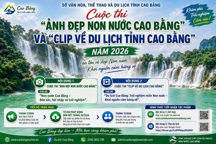 Phát động cuộc thi "Ảnh đẹp Non nước Cao Bằng" và "Clip về du lịch tỉnh Cao Bằng" năm 2026