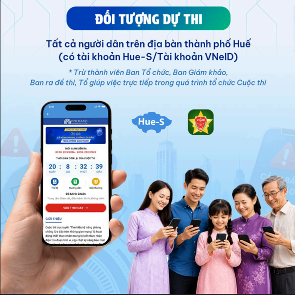 Thành phố Huế phát động Cuộc thi trực tuyến Tìm hiểu kỹ năng phòng, chống lừa đảo trên không gian mạng năm 2026 trên nền tảng Hue-S