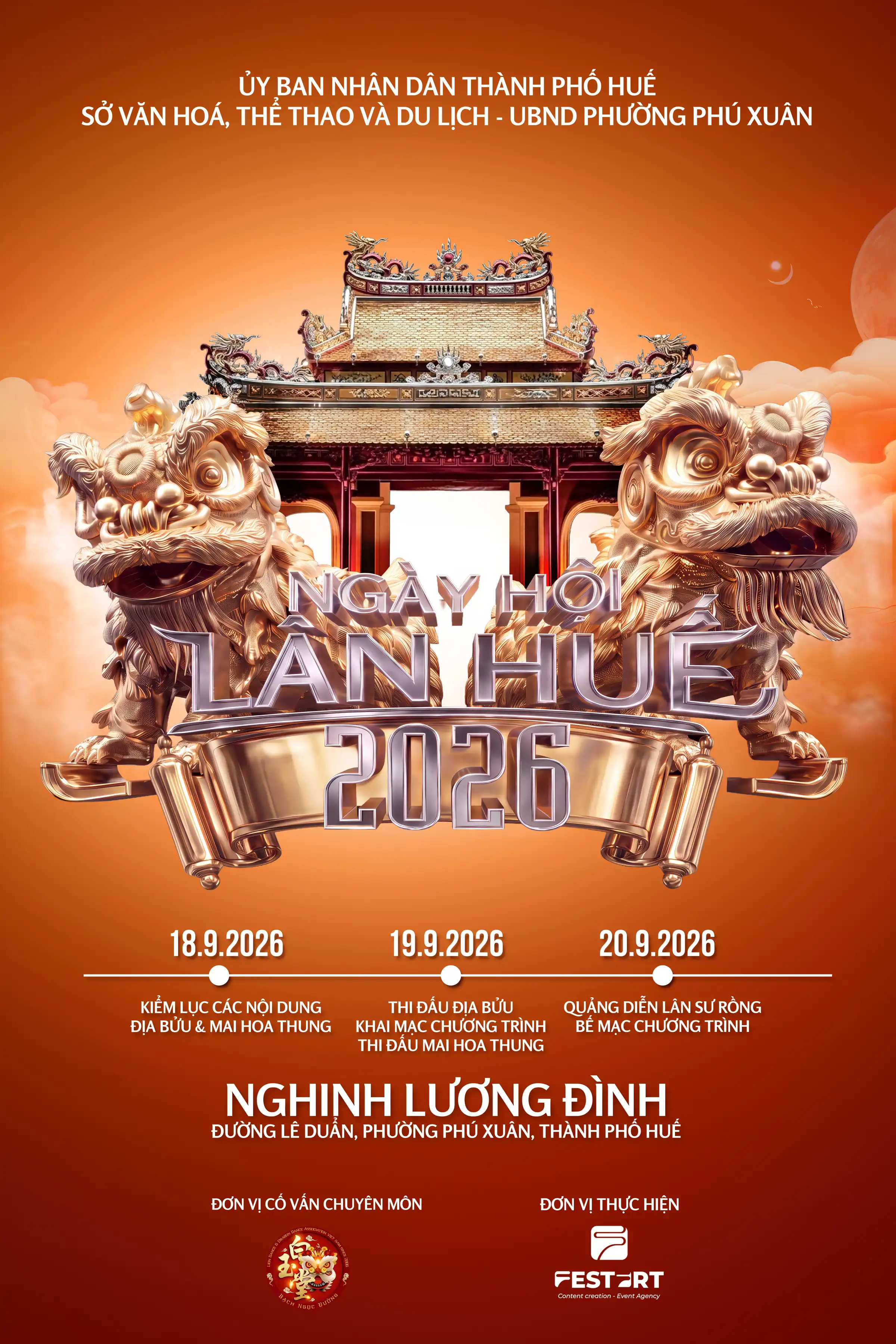 Thành phố Huế tổ chức "Ngày hội Lân Huế 2026 và Quảng diễn Lân - Sư - Rồng, rước đèn trung thu đường phố"